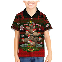 Meri Kirihimete New Zealand Family Matching Mermaid Dress and Hawaiian Shirt Christmas Kiwi Maori DT02 Son's Shirt Red - Polynesian Pride