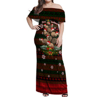 Meri Kirihimete New Zealand Off Shoulder Maxi Dress Christmas Kiwi Maori DT02 Women Red - Polynesian Pride