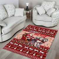 Dog Sled Christmas Area Rug Husky Sleigh Ride Design - Polynesian Pride