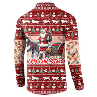 Dog Sled Christmas Button Sweatshirt Husky Sleigh Ride Design - Polynesian Pride