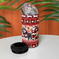 Dog Sled Christmas 4 in 1 Can Cooler Tumbler Husky Sleigh Ride Design - Polynesian Pride