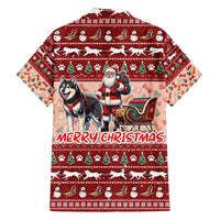 Dog Sled Christmas Family Matching Tank Maxi Dress and Hawaiian Shirt Husky Sleigh Ride Design - Polynesian Pride