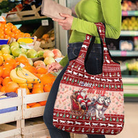 Dog Sled Christmas Grocery Bag Husky Sleigh Ride Design - Polynesian Pride