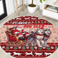 Dog Sled Christmas Round Carpet Husky Sleigh Ride Design - Polynesian Pride