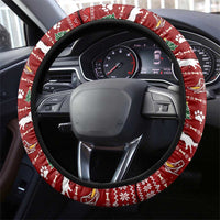 Dog Sled Christmas Steering Wheel Cover Husky Sleigh Ride Design - Polynesian Pride