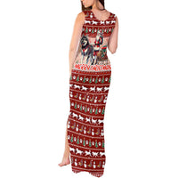 Dog Sled Christmas Tank Maxi Dress Husky Sleigh Ride Design - Polynesian Pride