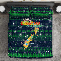 Merry Christmas New Zealand Bedding Set Xmas Travel Map - Polynesian Pride