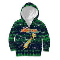 Merry Christmas New Zealand Kid Hoodie Xmas Travel Map - Polynesian Pride