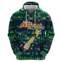 Merry Christmas New Zealand Zip Hoodie Xmas Travel Map - Polynesian Pride