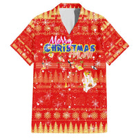 Merry Christmas Hawaii Family Matching Puletasi and Hawaiian Shirt Xmas Travel Map DT02 Dad's Shirt - Short Sleeve Red - Polynesian Pride