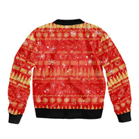 Merry Christmas Hawaii Sleeve Zip Bomber Jacket Xmas Travel Map - Polynesian Pride