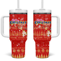 Merry Christmas Hawaii Tumbler With Handle Xmas Travel Map - Polynesian Pride