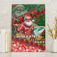 Mele Kalikimaka Shaka Santa Canvas Wall Art Hawaiian Surf Christmas Design with Aloha Spirit DT02 Without Frame Green - Polynesian Pride