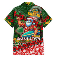 Mele Kalikimaka Shaka Santa Family Matching Short Sleeve Bodycon Dress and Hawaiian Shirt Hawaiian Surf Christmas Design with Aloha Spirit - Polynesian Pride