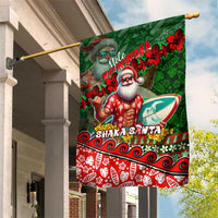 Mele Kalikimaka Shaka Santa Garden Flag Hawaiian Surf Christmas Design with Aloha Spirit DT02 House Flag Green - Polynesian Pride