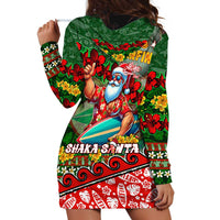 Mele Kalikimaka Shaka Santa Hoodie Dress Hawaiian Surf Christmas Design with Aloha Spirit - Polynesian Pride