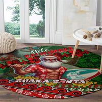 Mele Kalikimaka Shaka Santa Round Carpet Hawaiian Surf Christmas Design with Aloha Spirit - Polynesian Pride