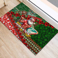 Mele Kalikimaka Shaka Santa Rubber Doormat Hawaiian Surf Christmas Design with Aloha Spirit - Polynesian Pride