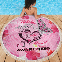 Butterfly Polynesia Breast Cancer Beach Blanket Nobody Fights Alone Pink Out Tropical Hibiscus