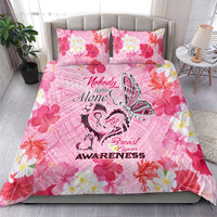 Butterfly Polynesia Breast Cancer Bedding Set Nobody Fights Alone Pink Out Tropical Hibiscus