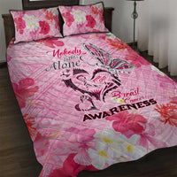 Butterfly Polynesia Breast Cancer Quilt Bed Set Nobody Fights Alone Pink Out Tropical Hibiscus