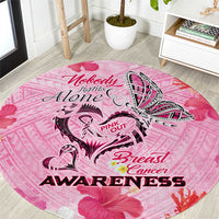 Butterfly Polynesia Breast Cancer Round Carpet Nobody Fights Alone Pink Out Tropical Hibiscus