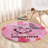 Butterfly Polynesia Breast Cancer Round Carpet Nobody Fights Alone Pink Out Tropical Hibiscus