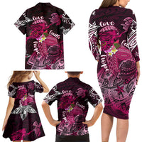 Breast Cancer Mermaid Polynesia Family Matching Long Sleeve Bodycon Dress and Hawaiian Shirt Faith Hope Love DT02 - Polynesian Pride