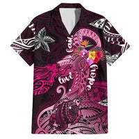 Breast Cancer Mermaid Polynesia Family Matching Long Sleeve Bodycon Dress and Hawaiian Shirt Faith Hope Love DT02 Dad's Shirt - Short Sleeve Pink - Polynesian Pride