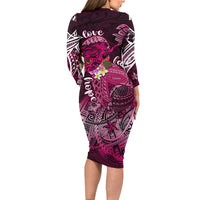 Breast Cancer Mermaid Polynesia Family Matching Long Sleeve Bodycon Dress and Hawaiian Shirt Faith Hope Love DT02 - Polynesian Pride