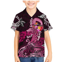 Breast Cancer Mermaid Polynesia Family Matching Mermaid Dress and Hawaiian Shirt Faith Hope Love DT02 Son's Shirt Pink - Polynesian Pride