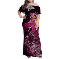 Breast Cancer Mermaid Polynesia Family Matching Off Shoulder Maxi Dress and Hawaiian Shirt Faith Hope Love DT02 Mom's Dress Pink - Polynesian Pride
