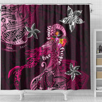 Breast Cancer Mermaid Polynesia Shower Curtain Faith Hope Love