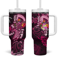 Breast Cancer Mermaid Polynesia Tumbler With Handle Faith Hope Love