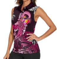 Breast Cancer Mermaid Polynesia Women Sleeveless Polo Shirt Faith Hope Love