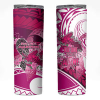 Breast Cancer Awareness Hawaii Skinny Tumbler Polynesia Girl Nobody Fights Alone