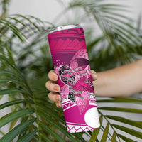Breast Cancer Awareness Hawaii Skinny Tumbler Polynesia Girl Nobody Fights Alone