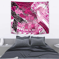 Breast Cancer Awareness Hawaii Tapestry Polynesia Girl Nobody Fights Alone