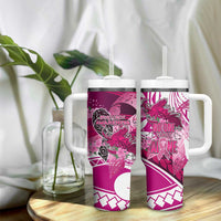 Breast Cancer Awareness Hawaii Tumbler With Handle Polynesia Girl Nobody Fights Alone