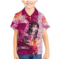 Breast Cancer New Zealand Family Matching Mermaid Dress and Hawaiian Shirt Maori Aotearoa Girl Pink Out DT02 Son's Shirt Pink - Polynesian Pride