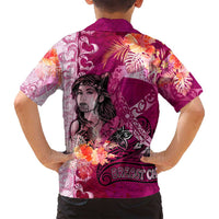Breast Cancer New Zealand Family Matching Off Shoulder Maxi Dress and Hawaiian Shirt Maori Aotearoa Girl Pink Out DT02 - Polynesian Pride