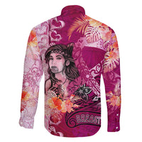 Breast Cancer New Zealand Family Matching Off Shoulder Short Dress and Hawaiian Shirt Maori Aotearoa Girl Pink Out DT02 - Polynesian Pride