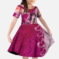 Breast Cancer New Zealand Family Matching Summer Maxi Dress and Hawaiian Shirt Maori Aotearoa Girl Pink Out DT02 Daughter's Dress Pink - Polynesian Pride