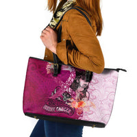 Breast Cancer New Zealand Leather Tote Bag Maori Aotearoa Girl Pink Out DT02 Pink - Polynesian Pride