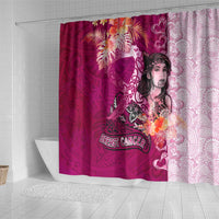 Breast Cancer New Zealand Shower Curtain Maori Aotearoa Girl Pink Out