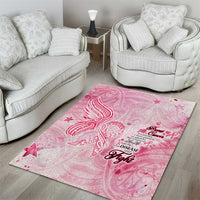 Breast Cancer Awareness Month Area Rug Butterfly Polynesia Watercolor Pink
