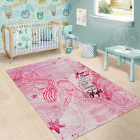 Breast Cancer Awareness Month Area Rug Butterfly Polynesia Watercolor Pink