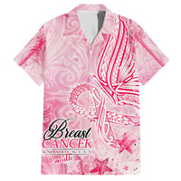 Breast Cancer Awareness Month Family Matching Puletasi and Hawaiian Shirt Butterfly Polynesia Watercolor Pink