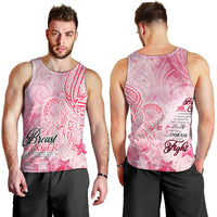 Breast Cancer Awareness Month Men Tank Top Butterfly Polynesia Watercolor Pink