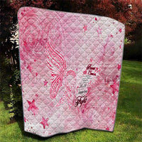 Breast Cancer Awareness Month Quilt Butterfly Polynesia Watercolor Pink